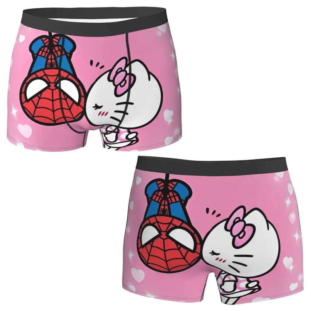 Christmas Hello Kitty Underwear Print Trunk Trenky Men Underpants Soft Trend Shorts Briefs Birthday Gift