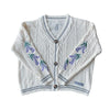 Vintage Purple Flower Embroidery Knitted Cardigan Women Cute Button Up V Neck Long Sleeve Autumn Y2K Aesthetics Retro Sweater