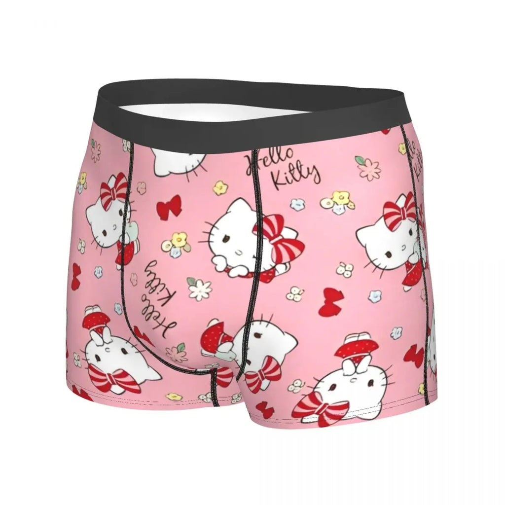 Christmas Hello Kitty Underwear Print Trunk Trenky Men Underpants Soft Trend Shorts Briefs Birthday Gift