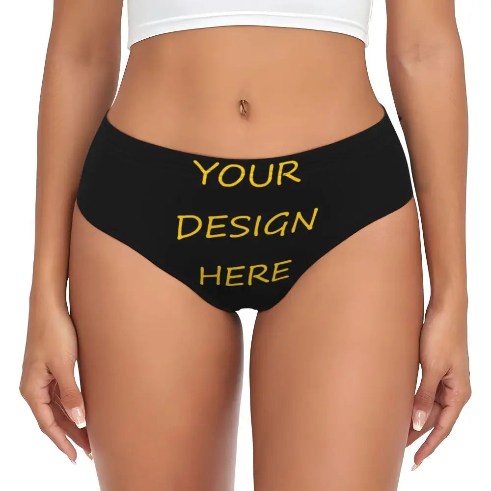 Custom Womens Custom Your Photo Logo Text Print Panties Underwear Female Stretch Your Design Here DIY Briefs Underpants