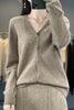 Basic V-Neck 100% Merino Wool Sweater Women Knitted Cashmere Cardigan Spring Autumn Female Knitwear Clothing Tops