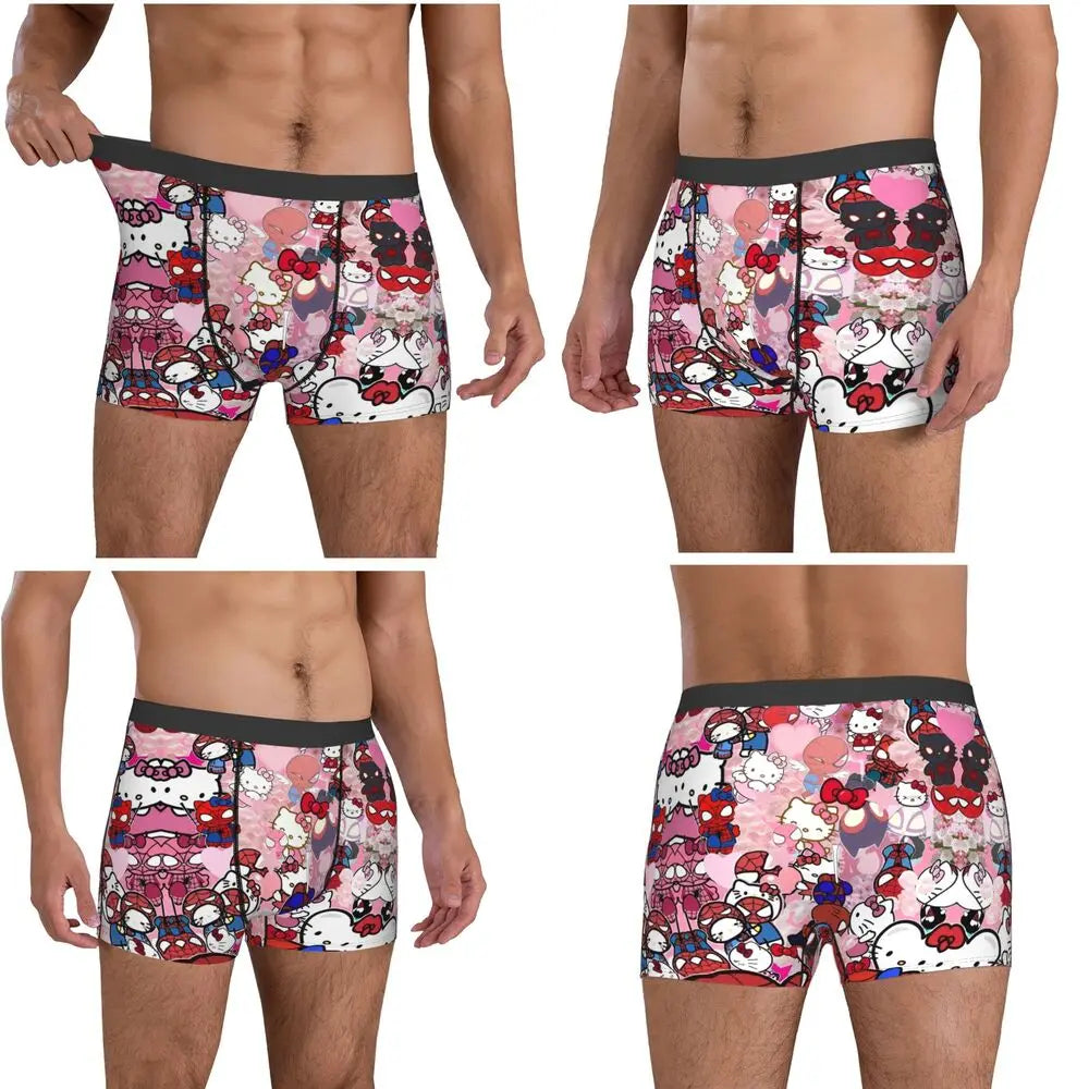Christmas Hello Kitty Underwear Print Trunk Trenky Men Underpants Soft Trend Shorts Briefs Birthday Gift