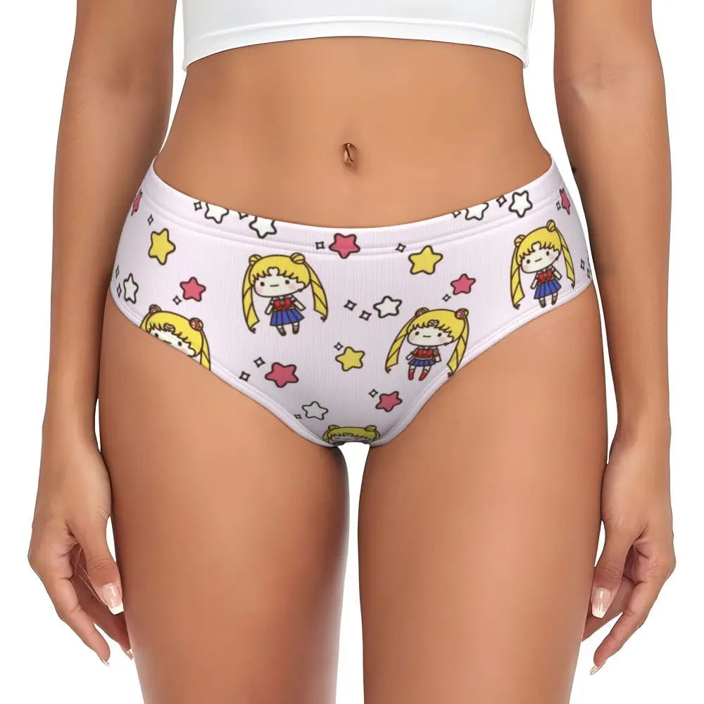 Custom Sailors Moon Girl Brief Panties Women Breathable Stretch Underwear