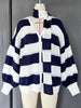 Fantoye Knit Striped Two Piece Sets Cardigan Women Sweater With Scarf Long Sleeve Button Sweater Winter Loose Casual Streetwear