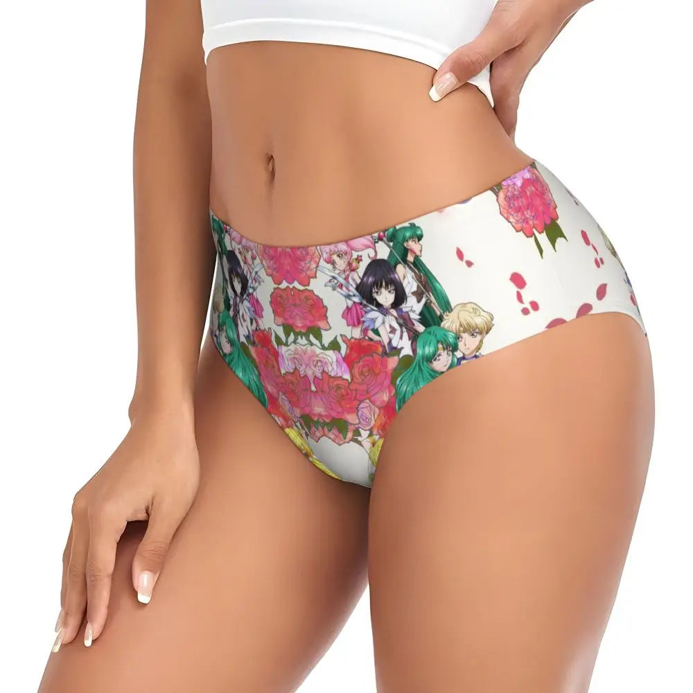 Custom Sailors Moon Girl Brief Panties Women Breathable Stretch Underwear