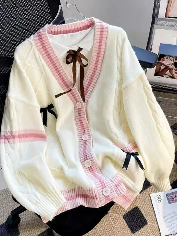 Cardigan Women Solid Oversize Loose Sweaters Student Preppy Sweet Girl Cute Knitwear New All-match Soft Hot Sale Basic