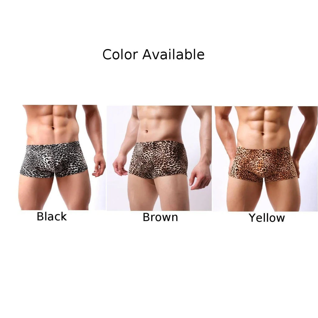 Pantie Men Boxer Briefs Briefs Men's Cotton Spandex Leopard Printed Boxer Briefs Low Rise Underpants Fitness Shorts