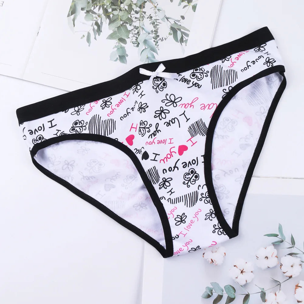 Printed Cute Women's Cotton Underwear Low Waist Women's Underwear Briefs