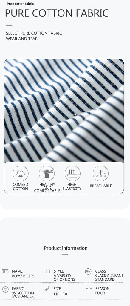 8Pcs Boys Underpant Comfortable Breathable Briefs Fashion Style Boxershorts Softness Panties Cotton Children Panty Kid Underwear