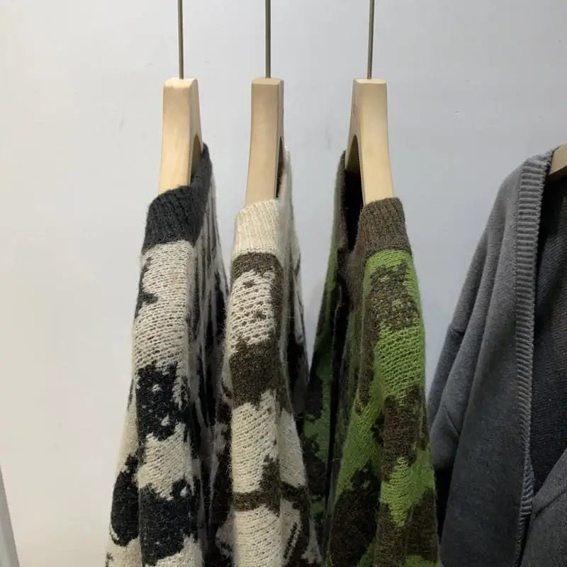 Woherb 2024 New Sweaterscoat Women Cute Cat Print Knitted Cardigan O-neck Sweet Sueter Fashion Loose Casual Jackets Pull Femme
