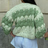 Stripe Pattern Cropped Cardigans Vintage Lantern Sleeves Knitted Sweater Aesthetic Y2k Knitwear Coat Women Autumn Outwear Street