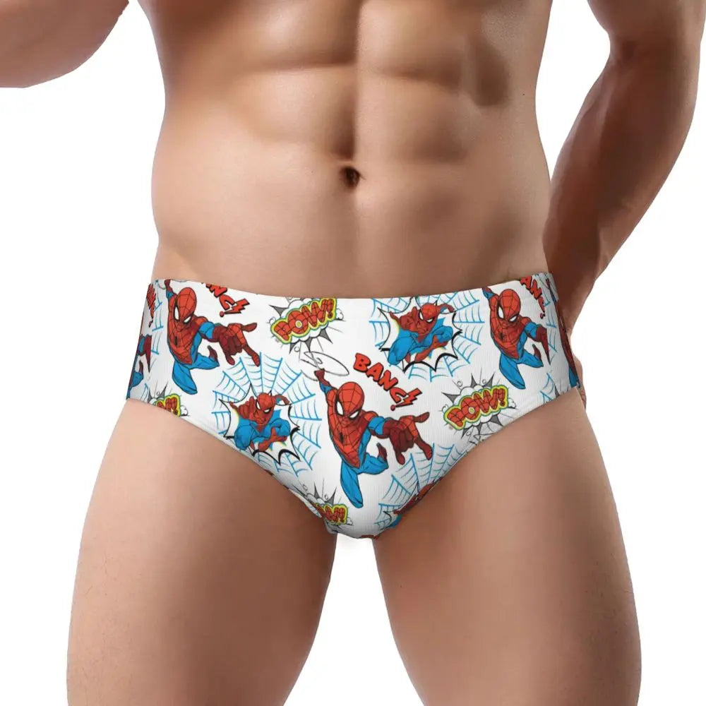 Custom Superhero Briefs Underwear Men's Comfortable Stretch Spider Man Head Panties