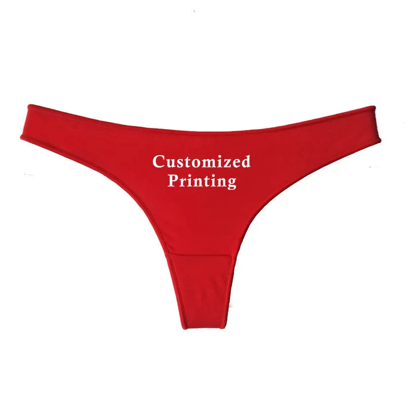 Customized Printing Your Custom Texts Thong Female Lingerie Red Cotton Underwear for Womens Soft Seamless Invisible Breathable