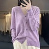 Basic V-Neck 100% Merino Wool Sweater Women Knitted Cashmere Cardigan Spring Autumn Female Knitwear Clothing Tops