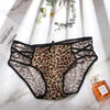 Sexy Bownot Low waist Leopard Briefs Lace Thongs Leopard Panties Underwear