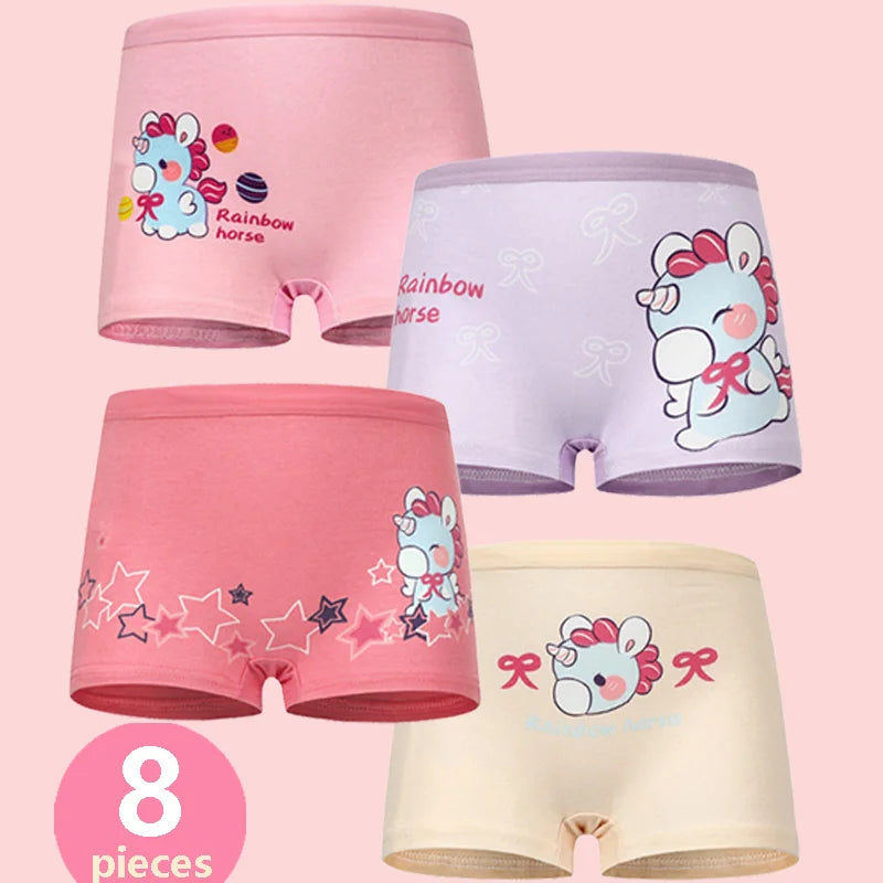 Children's Girls Panties 2025 New Cotton Soft Pretty Cute Cartoon Unicorn Print Child Underwear for Girls Kids Boxer Breathable