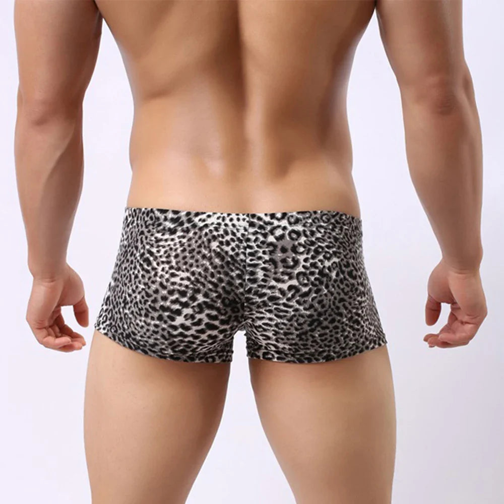 Pantie Men Boxer Briefs Briefs Men's Cotton Spandex Leopard Printed Boxer Briefs Low Rise Underpants Fitness Shorts