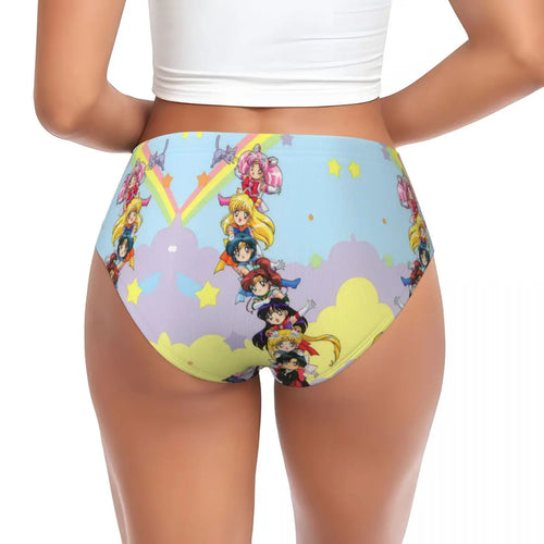 Custom Sailors Moon Girl Brief Panties Women Breathable Stretch Underwear