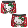 Christmas Hello Kitty Underwear Print Trunk Trenky Men Underpants Soft Trend Shorts Briefs Birthday Gift