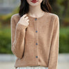 2024 Autumn  Winter Knitted Round Neck Cardigan Women's Wool Sweater Women's 100% Wool Korean Version Loose Top Cashmere Jacket