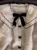 Bomon 2024 Autumn/Winter Knit Top Loose And Lazy Autumn/Winter Soft Waxy Grey Doll Collar Bow Sweater Cardigan Coat For Women