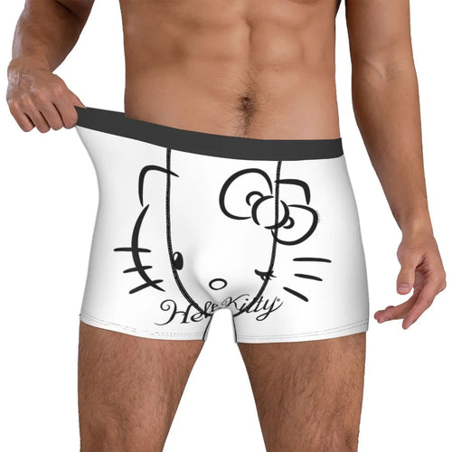 Custom Hello Kitty Winking Men Boxer Briefs Comfortable Underwear Printed Fun Breathable Panites