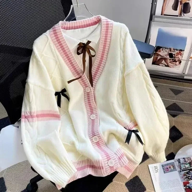 Cardigan Women Solid Oversize Loose Sweaters Student Preppy Sweet Girl Cute Knitwear New All-match Soft Hot Sale Basic