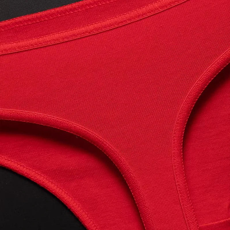 Customized Printing Your Custom Texts Thong Female Lingerie Red Cotton Underwear for Womens Soft Seamless Invisible Breathable