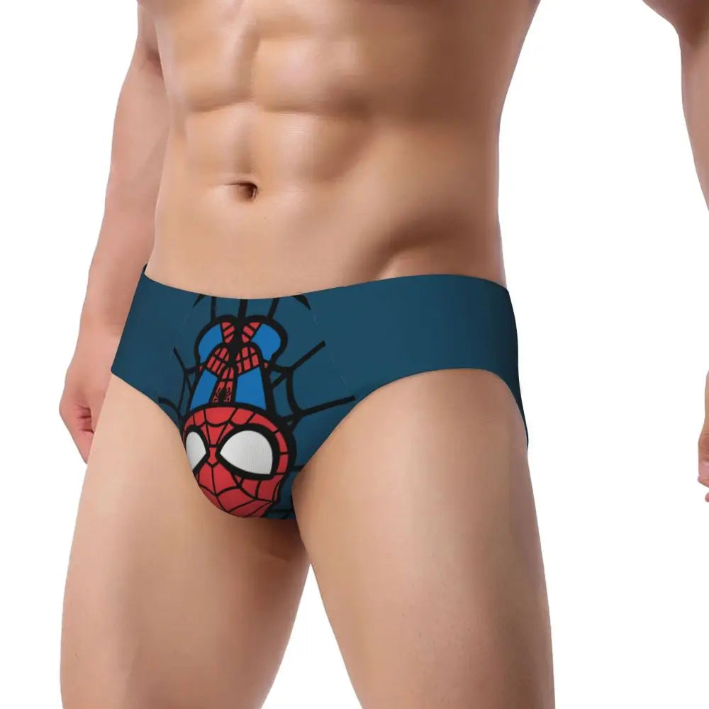 Custom Superhero Briefs Underwear Men's Comfortable Stretch Spider Man Head Panties