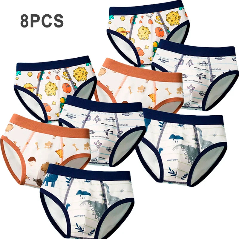 8Pcs Boys Underpant Comfortable Breathable Briefs Fashion Style Boxershorts Softness Panties Cotton Children Panty Kid Underwear