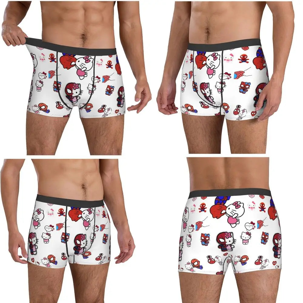 Christmas Hello Kitty Underwear Print Trunk Trenky Men Underpants Soft Trend Shorts Briefs Birthday Gift