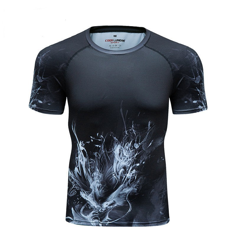 3D Digital Printing Short Sleeve Trendy Men's Quick-drying Fitness Tights