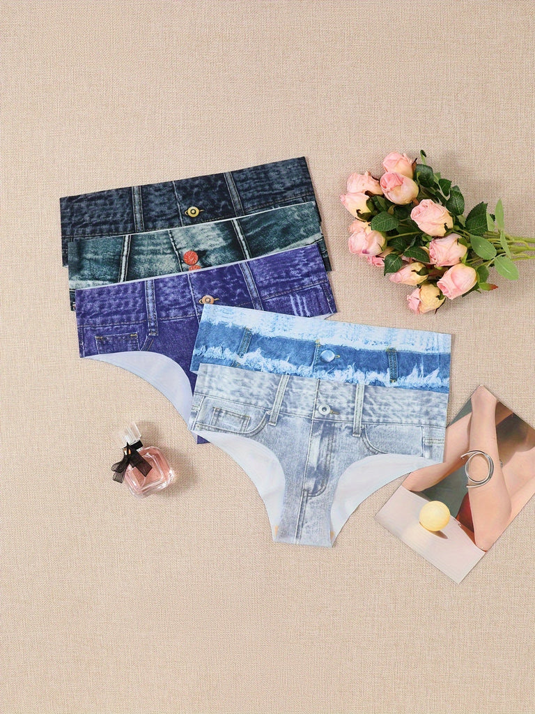 5pcs Comfy Chic Briefs - Soft, Breathable, Stretchy, Simple Design Intimates Panties for Women - Everyday Lingerie & Underwear Essentials