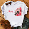 Collar Loose Fashion Casual Ladies T-Shirt Short Sleeve