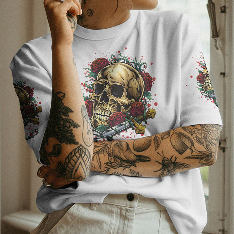 Women's Printed Street Style Short Sleeve Workout T-shirt Top