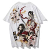 Men's Japanese-style Tattoo T-shirt Cherry Blossom Pattern Top