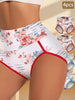 4pcs New Fashion Floral Print Comfortable Women'S High Waist Briefs, Comfortable Breathable Stretch Underwear, Women'S Underwear And Lingerie, Comfortable For Daily Wear