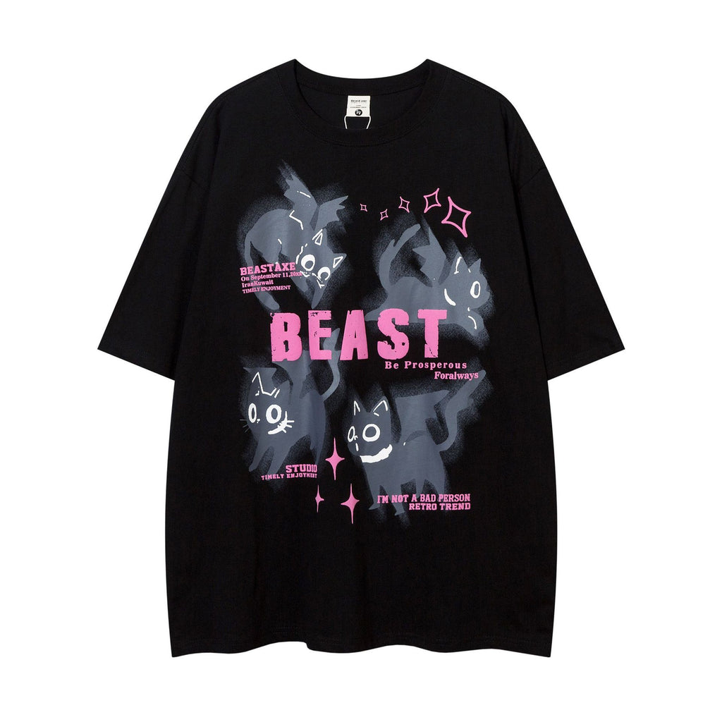 Kitten Men's Loose Casual Short-sleeved Top