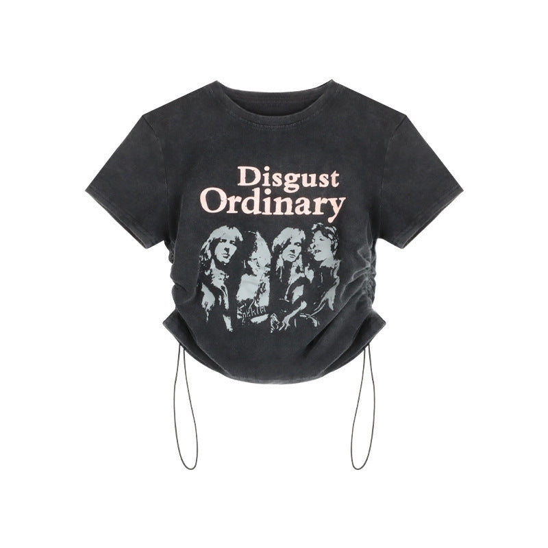 Fashion Retro Distressed Printed Women's Top