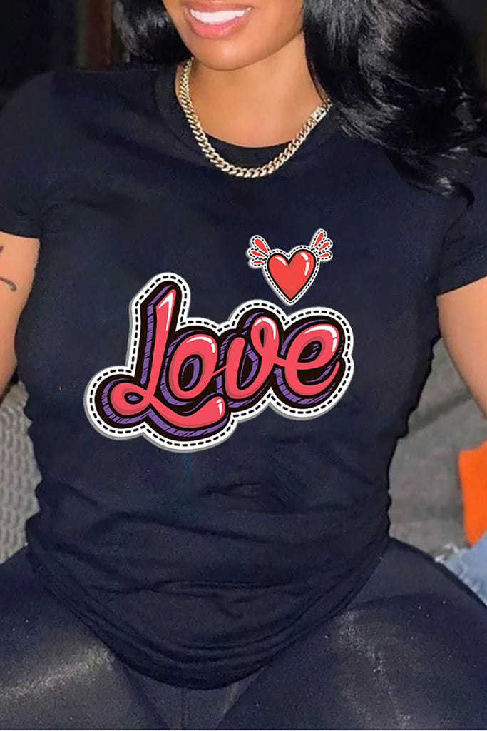 Women's Printed Street Style Short Sleeve Workout T-shirt Top