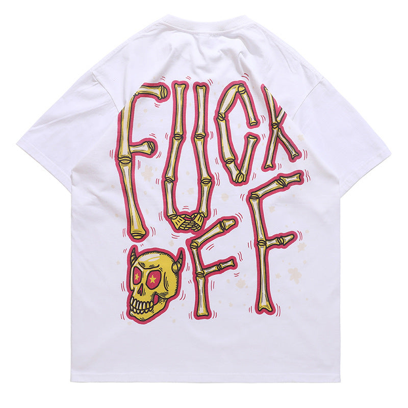 Men's Loose Couple Short-sleeved T-shirt With Bone Letter Print