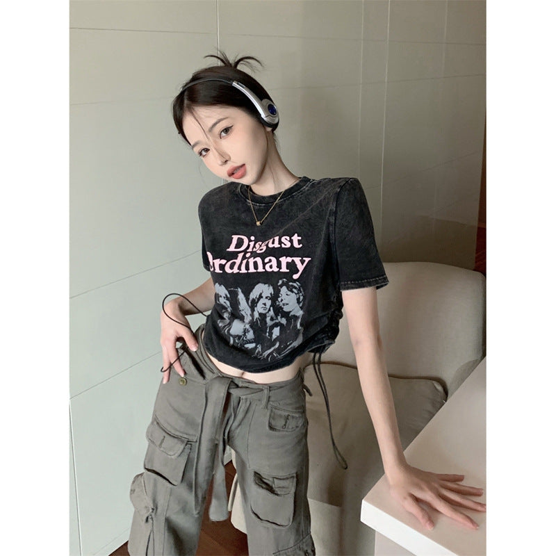 Fashion Retro Distressed Printed Women's Top