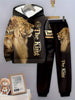 Boys' 3D Lion Print Hoodie & Joggers Set - Casual, Comfy Polyester Outfit for Spring/Fall, New Style, Sports, Perfect for Outdoor