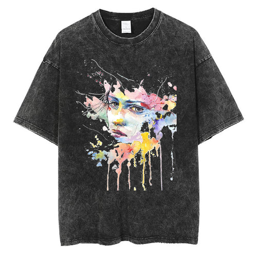 Scribble Line Creative Graffiti Graphic Cotton Short T-shirt