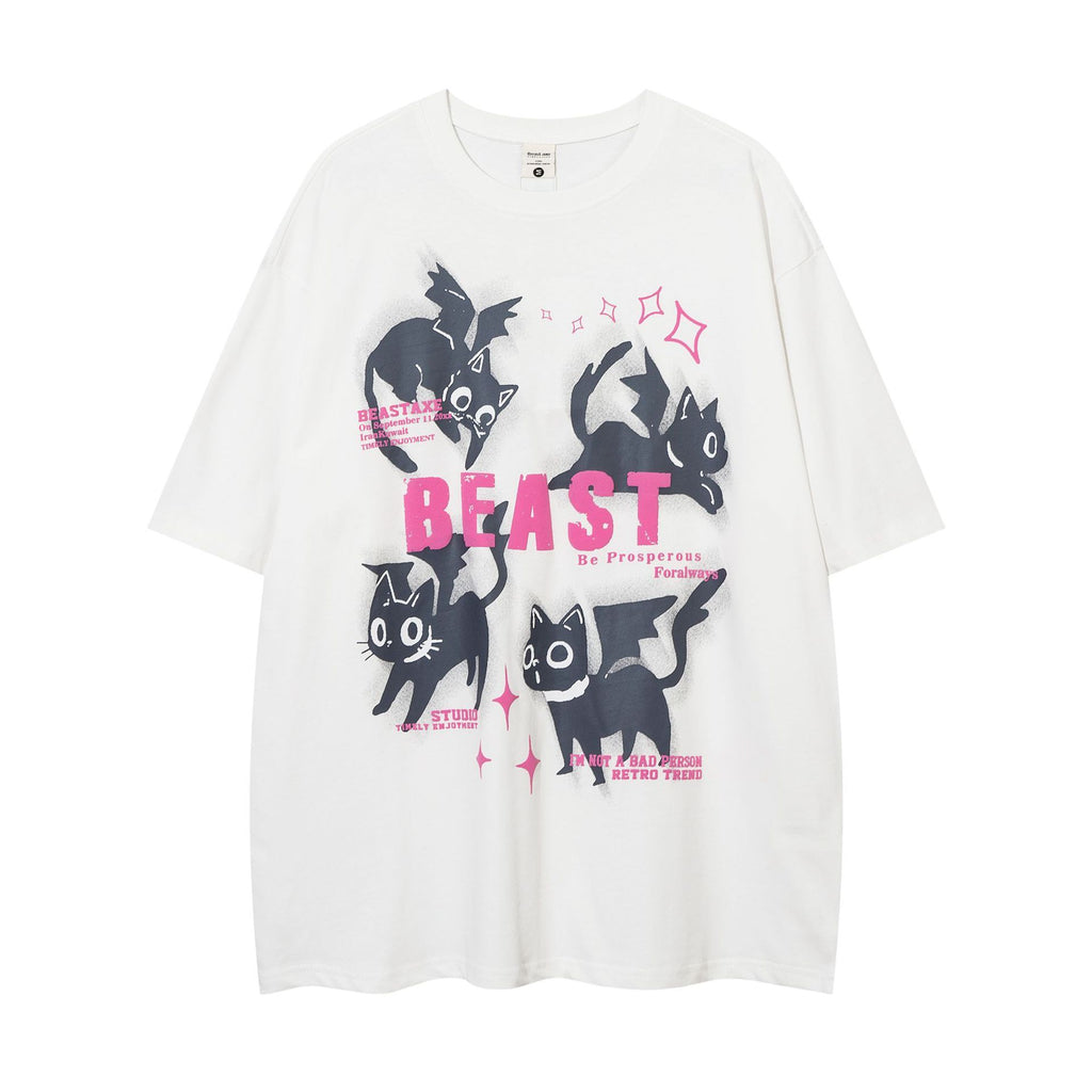 Kitten Men's Loose Casual Short-sleeved Top