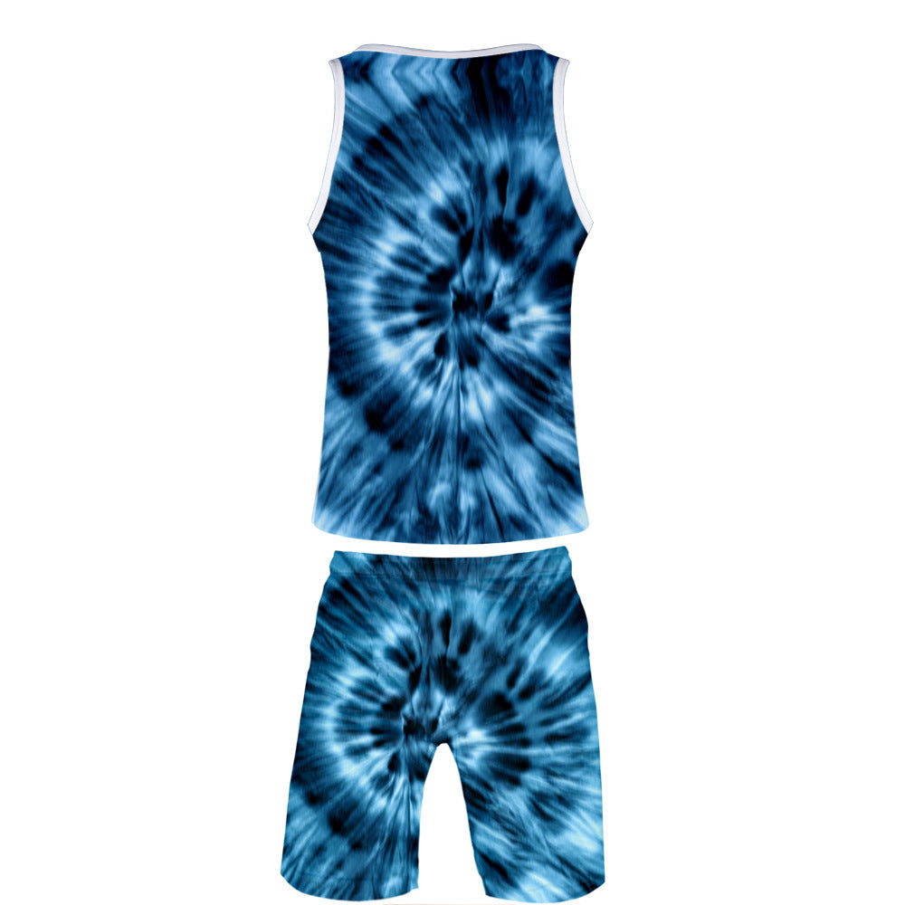 Peripheral 3D Color Printing Vest  Beach Pants Set