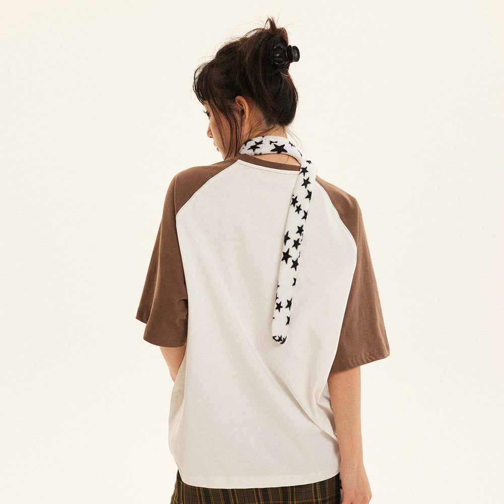 Animal Puppy Printed Color Matching Short Sleeve Men