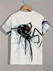 Men's Casual 3D Spider Print T-Shirt, Short Sleeve, Crew Neck, Fashion Streetwear, Breathable Comfy Top, White - Sizes S-XXL