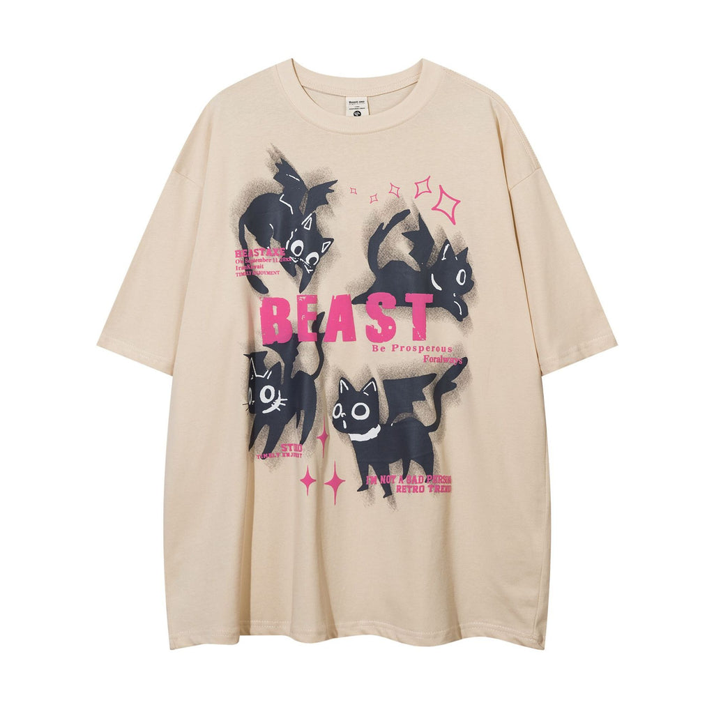 Kitten Men's Loose Casual Short-sleeved Top