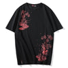 Men's Japanese-style Tattoo T-shirt Cherry Blossom Pattern Top